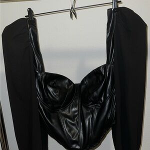 Fashion Nova Black Faux Leather Bustier/Corset Top